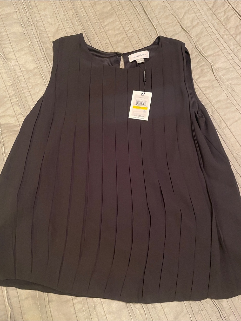 Calvin Klein Black Pleated Sleeveless Camisole